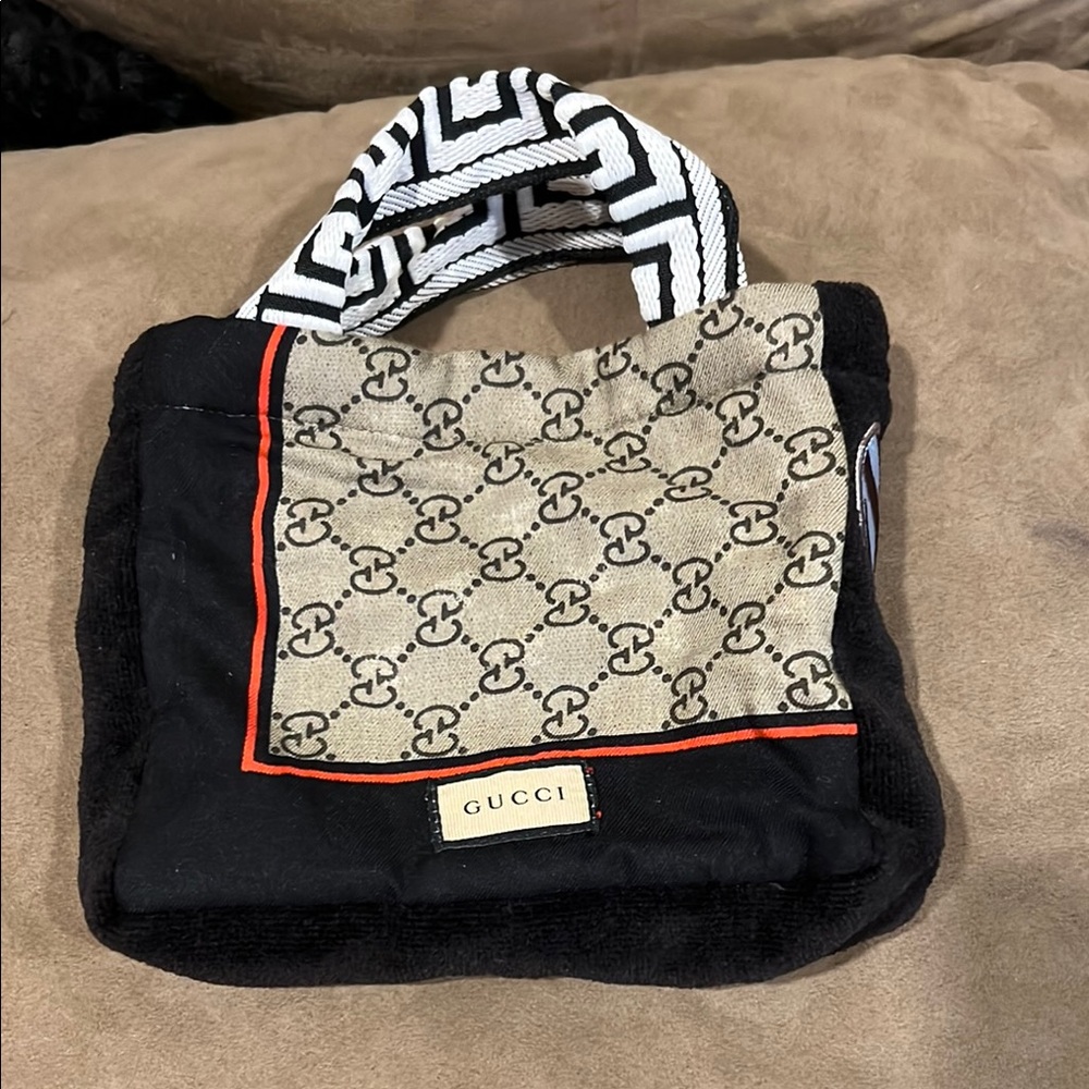 Salvage Sacs Gucci Black & Beige Mini Tote Bag with Signature GG Print